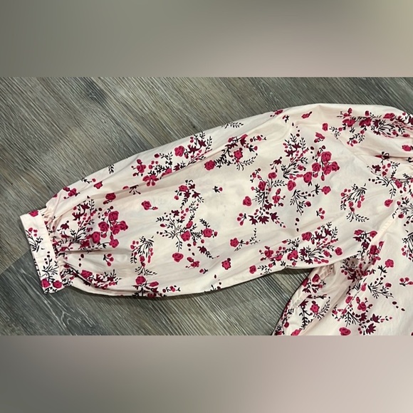 J.Crew classic collarless puff sleeve button down floral shirt size 10 - Picture 6 of 12